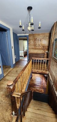 Chandelier, Interior, Wood Texture Flooring, Wooden Walls