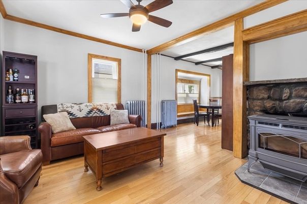 Dining room, Fireplace, Interior, Living room, Wood Texture Flooring