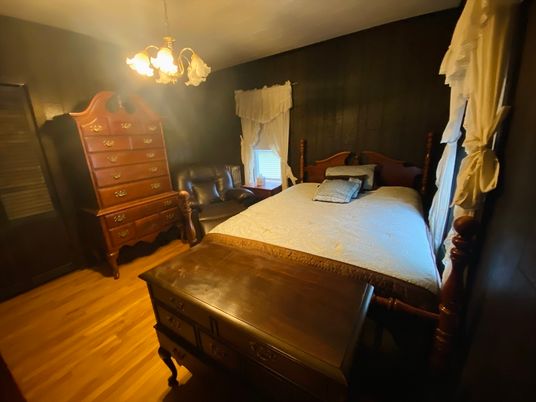 Bedroom, Interior, Pendant Lights, Wood Texture Flooring
