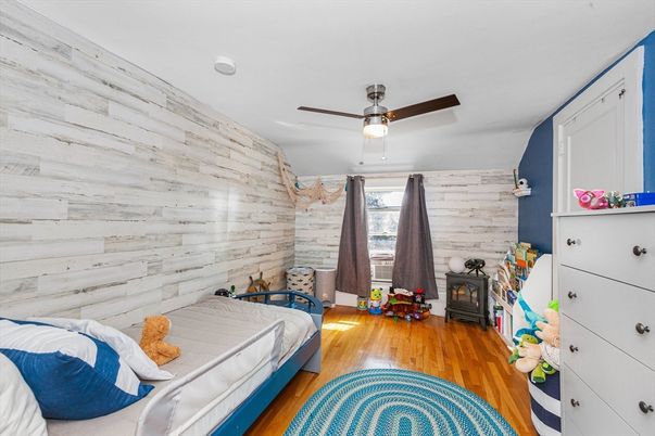 Bedroom, Fireplace, Interior, Wood Texture Flooring, Wooden Walls