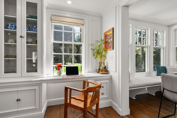 Home Office, Interior, Recessed Lighting, Wood Texture Flooring