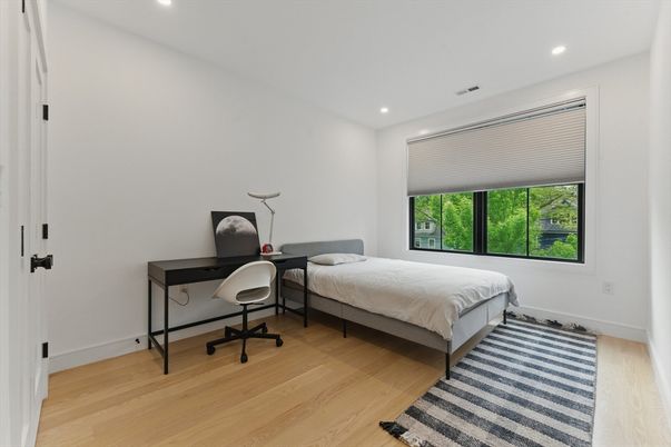Bedroom, Home Office, Interior, Recessed Lighting, Wood Texture Flooring
