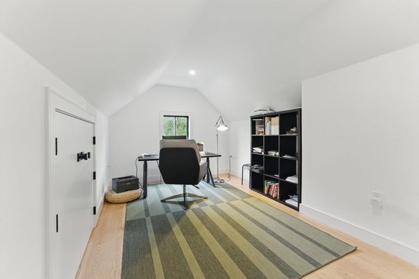 Home Office, Interior, Recessed Lighting, Wood Texture Flooring