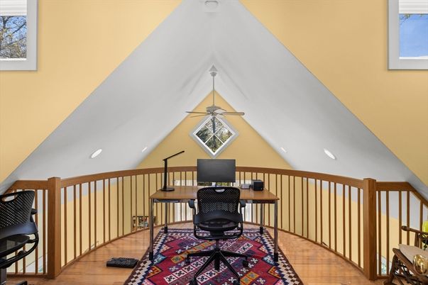 Home Office, Interior, Recessed Lighting, Wood Texture Flooring