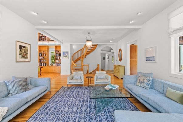 Interior, Living room, Pendant Lights, Recessed Lighting, Wood Texture Flooring
