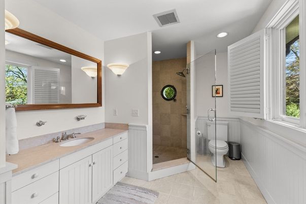 Bathroom, Glass Shower, Interior, Recessed Lighting