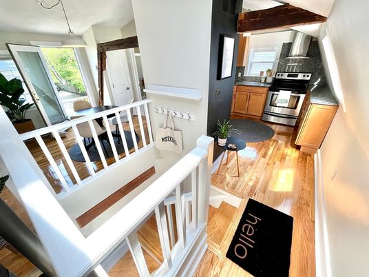 Interior, Kitchen, Pendant Lights, Stainless Steel Appliances, Wood Texture Flooring