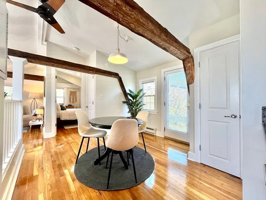Dining room, Interior, Living room, Pendant Lights, Wood Texture Flooring
