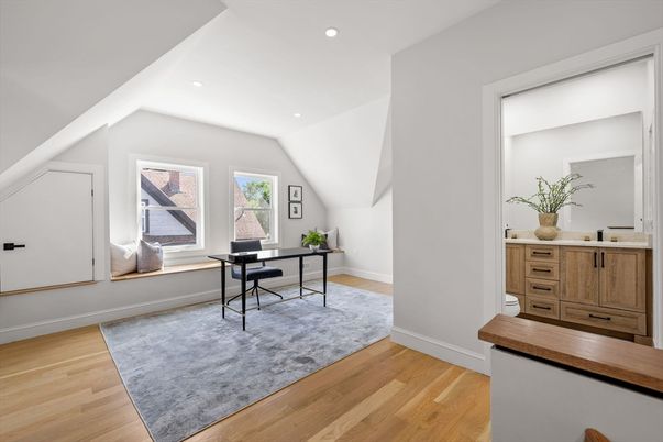 Home Office, Interior, Recessed Lighting, Wood Texture Flooring