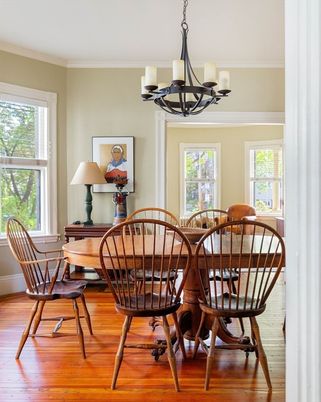 Chandelier, Dining room, Interior, Wood Texture Flooring