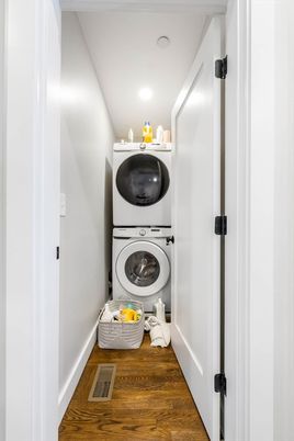 Interior, Recessed Lighting, Utility Closets, Washer, Wood Texture Flooring