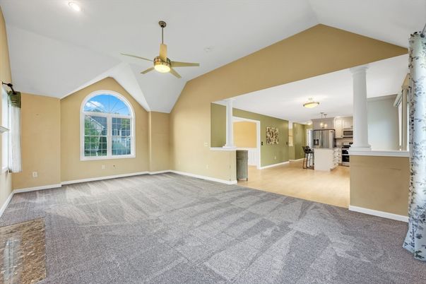 Empty room, Interior, Kitchen, Recessed Lighting, Stainless Steel Appliances