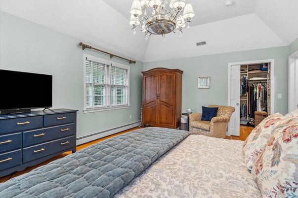 Bedroom, Chandelier, Interior, Wood Texture Flooring