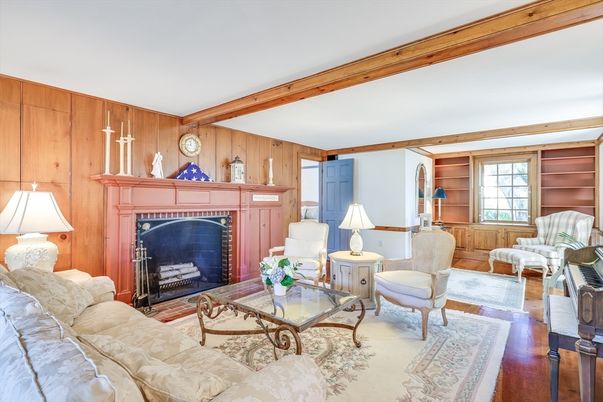 Fireplace, Interior, Living room, Wooden Beams, Wood Texture Flooring, Wooden Walls