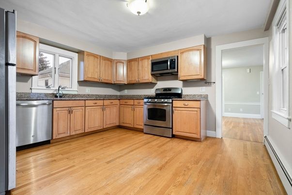 Interior, Kitchen, Stainless Steel Appliances, Wood Texture Flooring