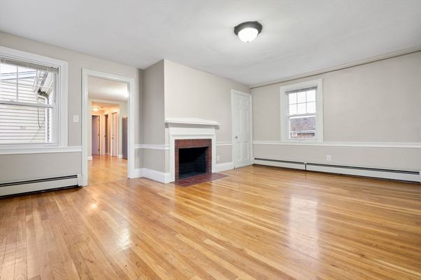 Empty room, Fireplace, Interior, Wood Texture Flooring
