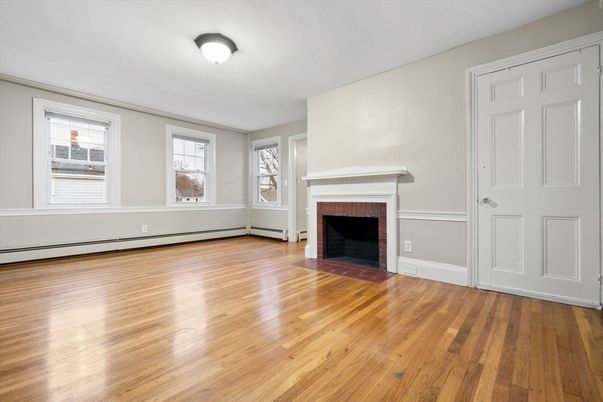 Empty room, Fireplace, Interior, Wood Texture Flooring