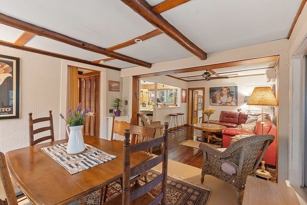 Dining room, Interior, Living room, Wooden Beams, Wood Texture Flooring