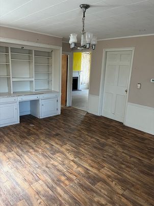Chandelier, Empty room, Fireplace, Interior, Wood Texture Flooring