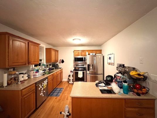 Interior, Kitchen, Stainless Steel Appliances, Wood Texture Flooring