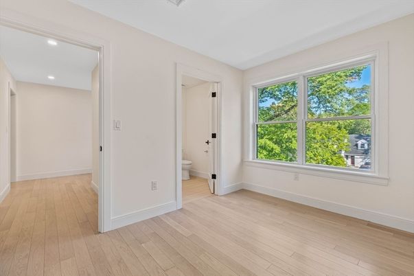 Bathroom, Empty room, Interior, Recessed Lighting, Wood Texture Flooring