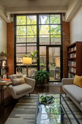 Interior, Living room, Stone Walls, Wood Texture Flooring