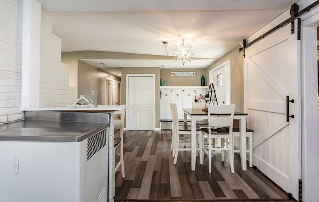 Dining room, Interior, Wood Texture Flooring