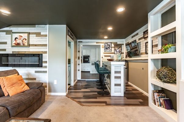 Interior, Kitchen, Recessed Lighting, Wood Texture Flooring