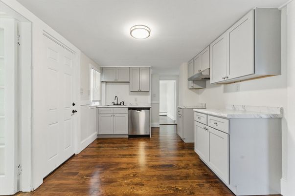 Interior, Kitchen, Stainless Steel Appliances, Wood Texture Flooring