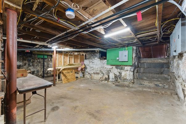 Interior, Stone Walls, Wooden Beams