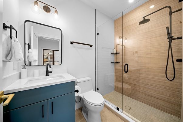 Bathroom, Glass Shower, Interior, Recessed Lighting