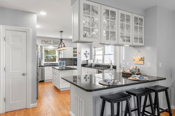 Interior, Kitchen, Pendant Lights, Recessed Lighting, Wood Texture Flooring