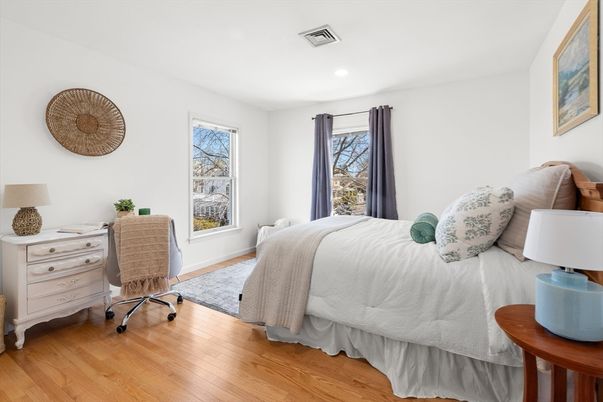 Bedroom, Home Office, Interior, Recessed Lighting, Wood Texture Flooring