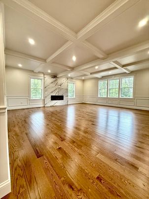 Empty room, Interior, Recessed Lighting, Wood Texture Flooring