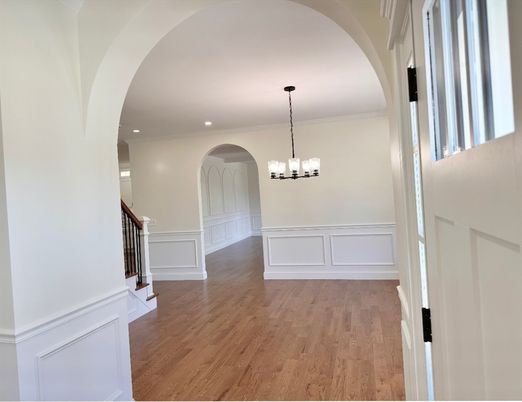 Empty room, Fireplace, Interior, Recessed Lighting, Wood Texture Flooring