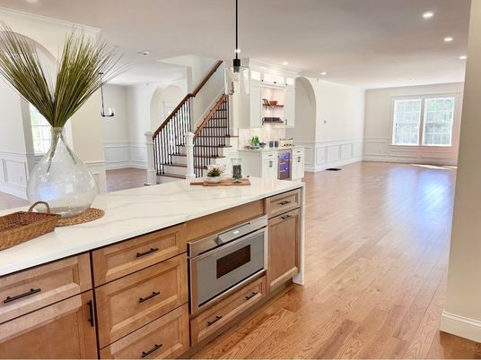 Interior, Kitchen, Pendant Lights, Recessed Lighting, Wood Texture Flooring