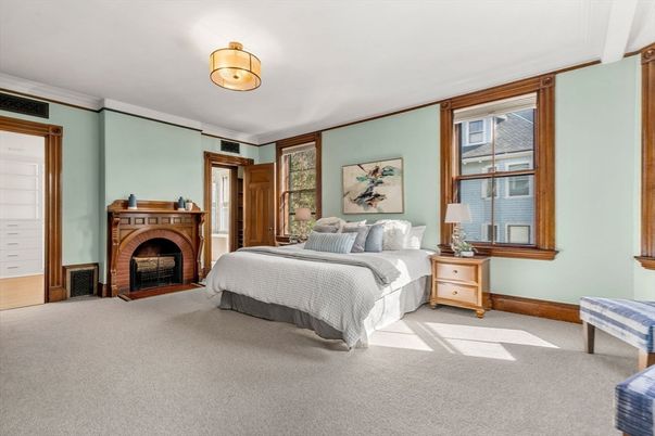 Bedroom, Fireplace, Interior