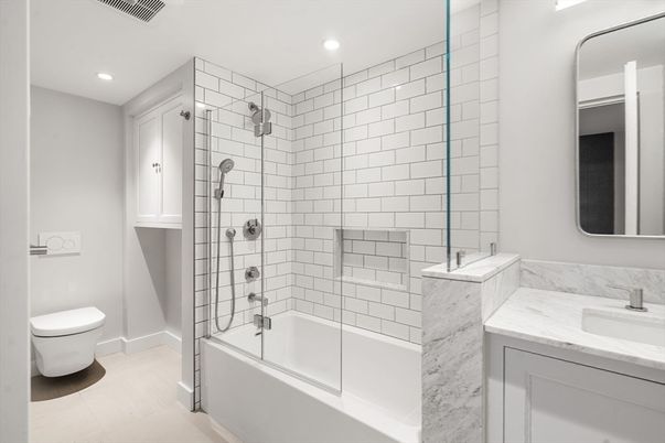 Bathroom, Dual Sink Vanities, Glass Shower, Interior, Recessed Lighting