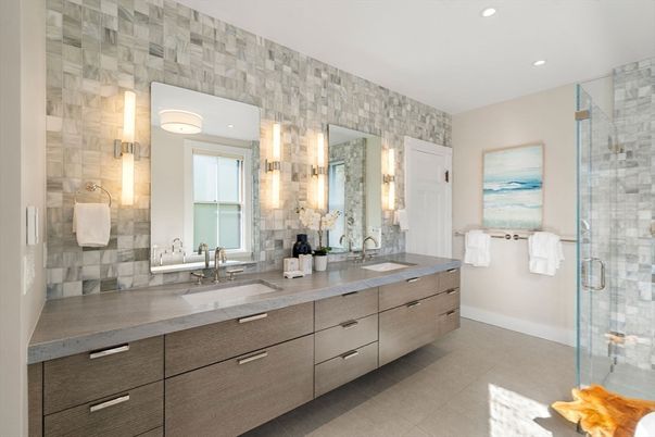 Bathroom, Dual Sink Vanities, Glass Shower, Interior, Recessed Lighting