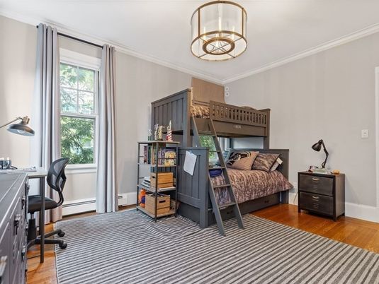 Bedroom, Chandelier, Interior, Wood Texture Flooring