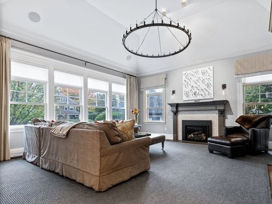 Fireplace, Interior, Living room, Pendant Lights