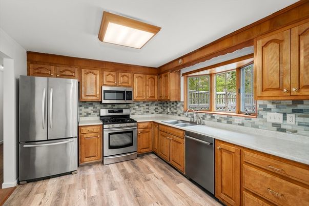 Interior, Kitchen, Stainless Steel Appliances, Wood Texture Flooring