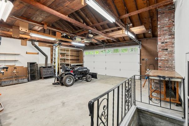 Garage, Interior, Stone Walls, Wooden Beams, Wooden Ceilings