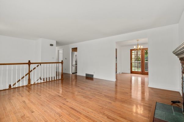 Chandelier, Empty room, Interior, Kitchen, Wood Texture Flooring