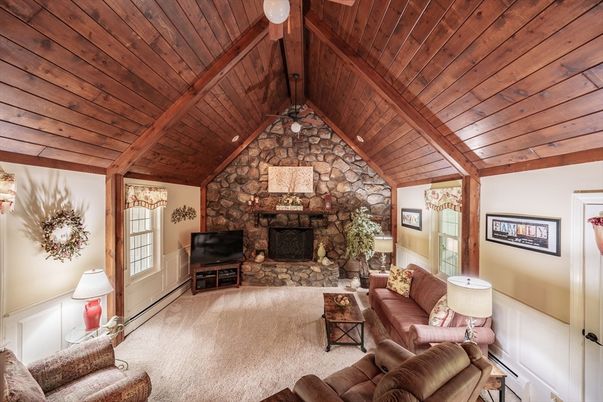 Fireplace, Interior, Living room, Stone Walls, Wooden Beams, Wooden Ceilings
