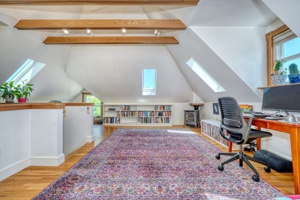 Home Office, Interior, Wooden Beams, Wood Texture Flooring