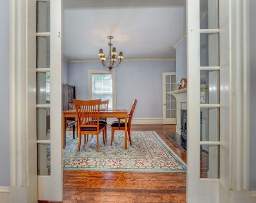 Chandelier, Dining room, Interior, Wood Texture Flooring
