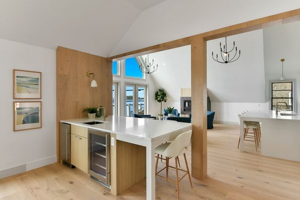Interior, Kitchen, Pendant Lights, Wood Texture Flooring