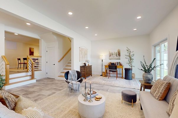 Interior, Living room, Recessed Lighting, Wood Texture Flooring