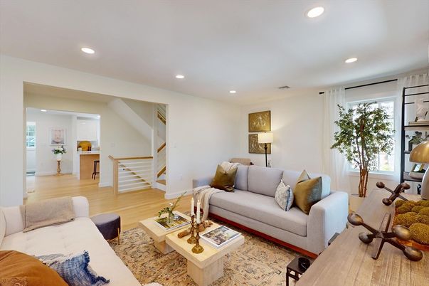Interior, Living room, Recessed Lighting, Wood Texture Flooring